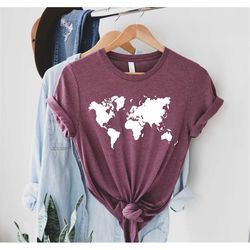 World Map Shirt, Travel Shirt, Traveler Gift, Travel Lover, Geography Shirt, Geography Teacher, Exchagne Student, Wander