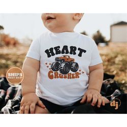 Kids Valentines Day Shirt - Heart Crusher Kids Retro TShirt - Retro Natural Infant, Toddler & Youth Tee 5484