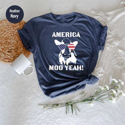 American Cow Shirt, Patriotic Cow Shirt, Cow Lover Shirt, Farmer Girl Shirt, Patriotic Shirt, Independence Day Shirt, Pa