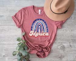 4th of July Rainbow Merica Shirt, Freedom Shirt, Fourth Of July Shirt, Independence Day Shirts, USA Patriotic Rainbow, R