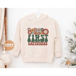 Toddler Christmas Shirt - First Christmas Flowers Kids Christmas Sweatshirt - Holiday Natural Infant, Toddler & Youth Te