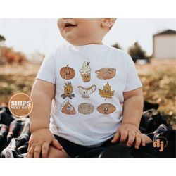 Thanksgiving Baby Onesie - Fall Objects Bodysuit - Retro Fall Natural Onesie 5450