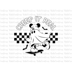 Ghost Skateboarding Creep it Real Svg Png, Halloween, Trick Or Treat Svg, Spooky Vibes Svg, Boo Svg, Svg, Png Files For