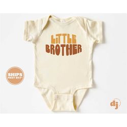 little brother onesie - retro pregnancy announcement bodysuit - boys natural baby onesie  5413