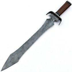Damascus Steel Sword Caming Hunting Survival sword With Leather Cover Home Decore