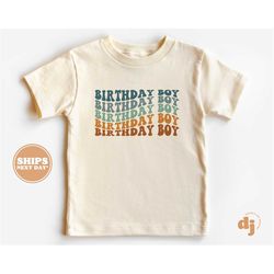 Birthday Boy Toddler Shirt - Wavy Letters Boys Birthday Shirt - Birthday Boy Natural Infant, Toddler & Youth Tee  5370