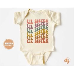 lil sister onesie - retro pregnancy announcement bodysuit - girls natural baby onesie 5361