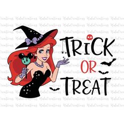 Trick Or Treat Svg, Princess Mermaid Svg, Halloween Svg, Spooky Vibes Svg, Bat, Witch Svg, Svg, Png Files For Cricut Sub