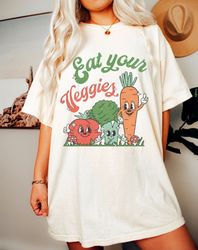 Eat Your Veggies Shirt -graphic tees,vegan gift,vegan gifts for her,eat your veggies retro graphic,vegan shirt,eat your