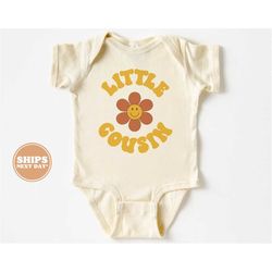 little cousin baby onesie - boho retro kids bodysuit - cute little cousin natural baby onesie 5342