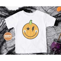 Halloween Toddler Shirt, Cute Fall Girls Shirt, Toddler Youth Fall Tee, Retro Onesie, Jack O Lantern Lightning Bolt 5289