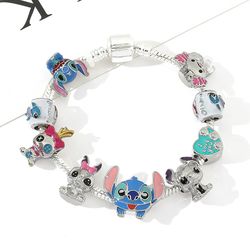 Disney Stitch Charm Bracelet Cartoon Lilo & Stitch Inspired Bracelet DIY Stitch Pendant Beads Bangle Jewelry
