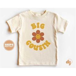 Big Cousin Toddler Shirt - Boho Retro Kids Shirt - Cute Cousin Natural Infant, Toddler & Youth Tee 5276