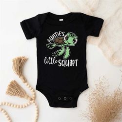 auntie's little squirt shirt, pregnancy reveal onesie, auntie baby onesies, i love my aunt shirt, baby turtle onesie, li