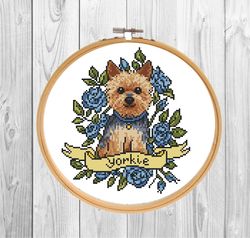 Yorkie Dog cross stitch pattern PDF/ yorkshire terrier xstitch/ needlepoint counted chart/ Puppy cross stitch