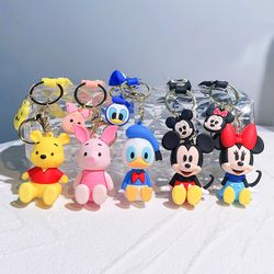 Disney Minnie Keychain Anime Figure Toys Mickey Mouse Stitch Key Chain for Car Keys Couple Bag Pendent Gift Key Ring