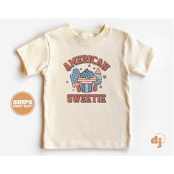 4th of July Shirt, Memorial Day, Flag Shirt, Cute Vintage Onesie, Toddler Shirt, American Sweetie 5167