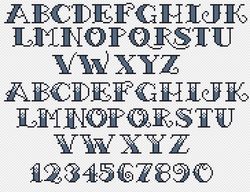 Alphabet cross stitch pattern PDF/ tattoo font embroidery/ monogram xstitch counted chart/ needlepoint letters cross