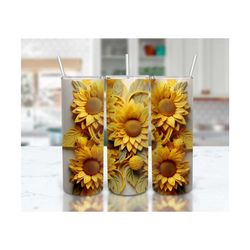 sunflower tumbler design, 3d pattern, sublimation design for 20 oz skinny tumbler | high resolution | instant digital do