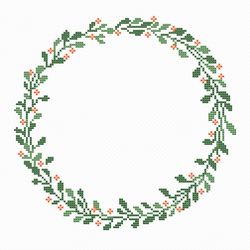 Floral border cross stitch pattern PDF/ Round flower needlepoint counted chart/ circle spring wreath/ 6, 7, 8 inch cross