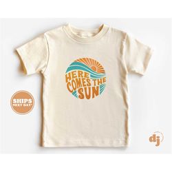 Toddler T-shirt -  Comes the Sun Kids Retro TShirt - Retro Natural Infant, Toddler & Youth Tee Here 5134