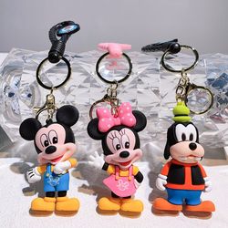 Disney Cartoon Mickey Minnie Mouse Keychains Duck Donald Anime Figure Toys Key Chain for Car Keys Couple Bag Pendant