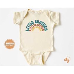 little brother onesie - retro pregnancy announcement bodysuit - boys natural baby onesie  5123