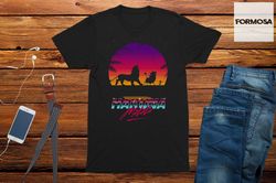 Neon Sunset No Worries Lion T-Shirt Mens comedy movie tshirt