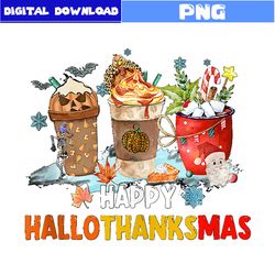 Happy Hallothanksma Png, Hallomas Coffee Png, Santa Claus Png, Christmas Png, Coffee Png, Halloween Png, Cartoon Png