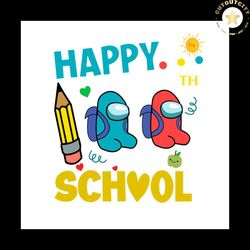 Happy 100th School Big Yellow Pencil SVG PNG