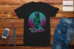 Retro Neon Sunset Bounty Hunter T-Shirt Mens Graphic Tee Shirt Gift For Him