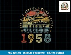65 Year Old Awesome Since July 1958 65th Birthday png, sublimation copy