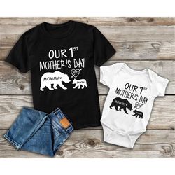 Our 1st Mother's Day Shirt, Mommy and Me Shirts, First Mothers Day Outfits, Custom With Names, Matching Mom and Baby Shi