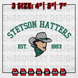 Stetson Hatters Embroidery files, NCAA Embroidery Designs, Stetson Hatters Machine Embroidery Pattern