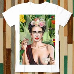 Frida Kahlo Coffee Tea Cup Naked Flowers Passion T Shirt Adult Unisex Men Women Retro Design Tee Vintage Top A4941