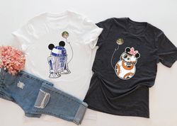 Star Wars Couple T-Shirt, R2D2 BB8 Couple Shirt, Disney Star Wars Shirt, Disney Couple Matching, Mickey Minnie Couple Te