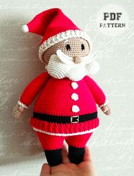 CHRISTMAS PATTERNSDOLL PATTERNSINTERMEDIATE Cute Crochet Santa Claus PDF Pattern