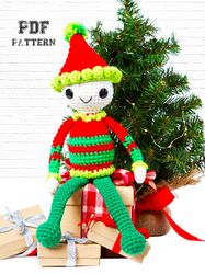 CHRISTMAS PATTERNSDOLL PATTERNSINTERMEDIATE Christmas Helper Elf Doll Crochet PDF