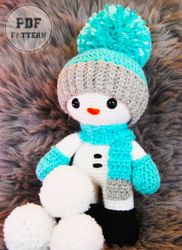 DOLL PATTERNSINTERMEDIATE Snowman with Scarf and Hat Crochet PDF Pattern