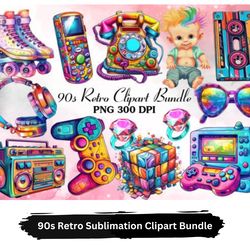 90s Retro Sublimation Cliparts Bundle