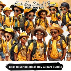 Back to School Black Boy Cliparts Bundle