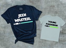 Jedi Master Young Padawan Shirts, Dad and Baby Matching T-Shirt, Fathers Day Gift, Daddy Son Star Wars Matching Tee, Dad