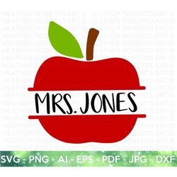 Apple Split Monogram SVG, Teacher Monogram SVG, Apple Name Frame svg, Teacher SVG, Gift for teachers svg, Teacher shirt