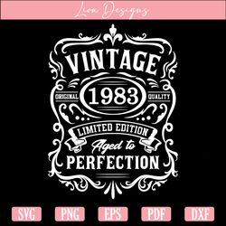 40th Birthday Svg, Vintage 1983 Svg, 1983 Aged to perfection, Aged to Perfection Svg