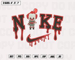 Nike Pennywise Balloon Embroidery Machine Designs Instant Digital Download Pes File