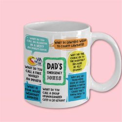 Dad Jokes Mug - Funny Dad Mug - Humorous Dad Gift - Gift for Dad - Dad Coffee Mug - Emergency Dad Jokes - Dad Gift for C