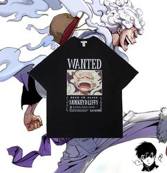 Luffy Wanted Poster Printed T-Shirt , King of The Pirates T-Shirt , Pirate Anime T-Shirt , Luffy Gear 5 T-Shirt , Sun Go