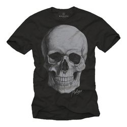 Cool Punk Biker T-Shirt for Men with Skull print grey, HALLOWEEN Size S-XXXXXL