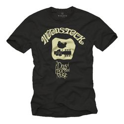 Mens Hippie Vintage T-Shirt black for Music Fans Woodstock S-XXXXXL