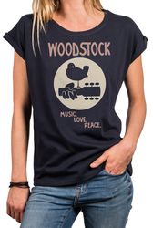 Womens Tshirt 60s 70s Hippie Print Tee Shirt - Woodstock Guitar Music Top - Funny Gifts for Music Lovers
